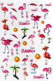 Sticker Kabartmalı A4 Boyutunda Stiker Defter, Planlayıcı Etiket-(lim551) - Flamingo 