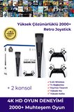 Taşınabilir Çift Kollu 30.000 Oyunlu Kablosuz Oyun Konsolu, 2.4GHz Bağlantılı Beyaz Retro Gamepad