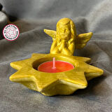 Uretti - Pınar 2572 - El Yapımı Dua Eden Kanatlı Çocuk Figürü Mumluk - 9 x 10 cm