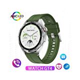 Global RW44 Watch GT4 Amoled Ekran Android İos HarmonyOs Uyumlu 3 Kordonlu Akıllı Saat Yeşil WNE0889