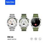 Global RW44 Watch GT4 Amoled Ekran Android İos HarmonyOs Uyumlu 3 Kordonlu Akıllı Saat Yeşil WNE0889