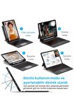 iPad Air 11 2024 A2902 - A2903 Uyumlu Fuchsia Touch Pad Bluetooth Klavyeli Standlı Mıknatıslı Kılıf