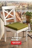 XPERMATE Fermuarlı Sandalye Minderi Su İtici Kumaş 40x40 cm Sünger Sandalye Minderi Bağcıklı Yeşil