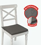 XPERMATE Fermuarlı Sandalye Minderi Su İtici Kumaş 40x40 cm Sünger Sandalye Minderi Bağcıklı Antrasit