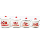 Alev Emaye Bakraç  Yoğurt Bağraç Bakliyat Kabı Seti 18 cm