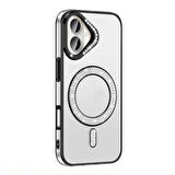 iPhone 16 Plus Kılıf Pırlanta Taş Tasarımlı M-safe Şarj Özellikli Karetta Silikon Kapak