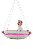 Wise Pembe Ahşap Yaylı Zıpzıp Hamak Beşik Hoppala Tavana Asılan Salıncak Bebek Yatağı Jüt Halatlı