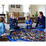 Çocuk Oyuncak Hurcu Mavi Çanta Oyun Halısı Lego Puzzle ve Yapboz Eğitici Oyuncaklar Sepeti