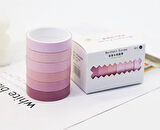 Vintage Washi Tape Bant Yapışkanlı Maskeleme Kağıdı Renkli Bant 6 lı - Pembe Tonları