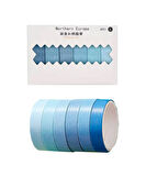 Vintage Washi Tape Bant Yapışkanlı Maskeleme Kağıdı Renkli Bant 6 lı - Mavi Tonları