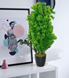 Yapay Çiçek Siyah Saksıda Yeşil Fesleğen Bonsai Ağacı 55cm