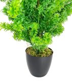 Yapay Çiçek Siyah Saksıda Yeşil Fesleğen Bonsai Ağacı 55cm