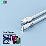 Global L13 6A 110W UsbA to Lightning Data ve Hızlı Şarj Kablosu 1M Beyaz