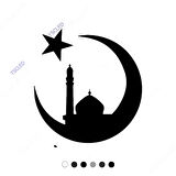 Ay ve Yıldız Ayın Üzerinde Minareli Cami Sticker