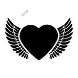 Büyük Kalp ve Kanat Sticker Etiket Yapıştırma 15cm