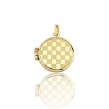 Damalı Yuvarlak Kapaklı Kolye Ucu