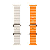 Global 2 Adet 42-49mm Yeni Nesil Apple Uyumlu Akıllı Saat Kordonu Silikon Beyaz ve Turuncu WNE0980