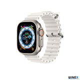 Global 2 Adet 42-49mm Yeni Nesil Apple Uyumlu Akıllı Saat Kordonu Silikon Beyaz ve Turuncu WNE0980