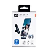 Global K9 Lightning Çift Kablosuz Wireless HD Yaka Mikrofonu Siyah WNE0213