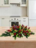 Yapay Çiçek Yemek Masası Çiçeği Kokinalı Yeşil Çam Dallı Yılbaşı Masa Çiçeği 75*35