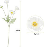 Yapay Çiçek Gelincik Çiçeği Kar Beyaz Renk 3 Çiçek 1 Tomurcuk 59Cm