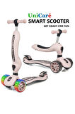 Smart Oturaklı Çocuk Scooter 3 Tekerlekli Işıklı Scooter Yükseklik Ayarlı 1-5 Yaş Somon