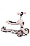 Smart Oturaklı Çocuk Scooter 3 Tekerlekli Işıklı Scooter Yükseklik Ayarlı 1-5 Yaş Somon