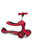 Smart Oturaklı Çocuk Scooter 3 Tekerlekli Işıklı Scooter Yükseklik Ayarlı 1-5 Yaş KIRMIZI