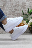 Fort B-150 Beyaz Rahat Kalın Taban Sneaker Erkek Spor Ayakkabı