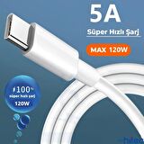 Global PD35W Type-C Çıkışlı Ev Tipi Şarj 2in1 5A 120W Type-C to Type-C ve Lightning Hızlı Şarj Kablolu Set Beyaz WNE1132