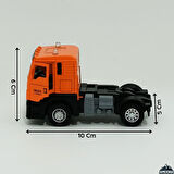 Oyuncak Metal Kasa Kapıları Açılan Çek Bırak Dorseli Model Çekici Tır Die-Cast 25 Cm Turuncu