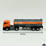 Oyuncak Metal Kasa Kapıları Açılan Çek Bırak Dorseli Model Çekici Tır Die-Cast 25 Cm Turuncu