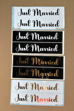 Gelin Arabası Plakalık Just Married Yazılı Beyaz Üzeri Siyah Yazı Kendinden Yapışkanlı