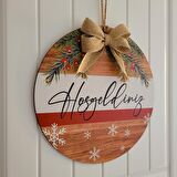 Hoşgeldiniz Yeni Yıl Kokina Kar Tanesi Çam Dalı Baskılı Yılbaşı Kapı Duvar Süsü Hediyelik (25*25 CM)