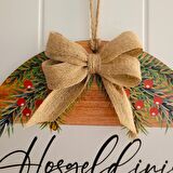 Hoşgeldiniz Yeni Yıl Kokina Kar Tanesi Çam Dalı Baskılı Yılbaşı Kapı Duvar Süsü Hediyelik (25*25 CM)