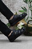 Mehmet Mete 102 Siyah Kale Comfort Hakiki Deri Erkek Sandalet