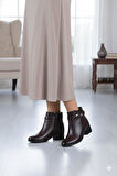 Fort 1094 Rahat Esnek Toka Detaylı Sıcak Astar 4 Cm yüksek Topuk Kadın Bot