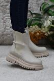 Mehmet Mete 351028 Bej Fashion Yiğimi Lastikli Sıcak Astar Kadın Bot
