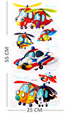 Duvar Sticker Kabartmalı 3 Boyutlu Sticker, 3d Duvar Stiker (XMC001) 55x25 cm - Helikopter