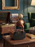 Nostaljik Gramofon Tasarımlı Ahşap Bluetooth Hoparlör - Şarjlı 3 Bant FM Radyo (USB/AUX/TF Kart Destekli Retro Dekoratif Ses Sistemi) Hediyelik
