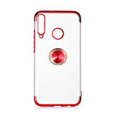 Huawei P40 Lite E Kılıf Kenarları Renkli Yüzüklü Manyetik Silikon