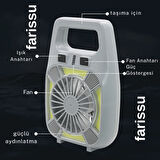 Gold Silver GS-265 Şarjlı Fanlı Işık – 10W Güç | Type-C Şarj | LED Işık + Fan | Su Geçirmez Tasarım