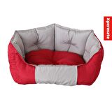 XPERMATE Biscuit Kedi Yatağı Tüy Tutmaz Kumaş, Köpek Yatağı Su İtici Kumaş 60x55x28 Kırmızı Bej