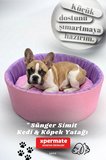 XPERMATE Sünger Simit Küçük Irk Köpek Yatağı Ve Kedi Yatağı 45 Cm Pembe Lila