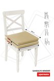 Xpermate Fermuarlı 2'li Sandalye Minderi Su İtici Kumaş 40x40Cm Sünger Sandalye Minderi Bağcıklı Bej