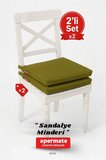 Xpermate Fermuarlı 2'li Sandalye Minderi Su İtici Kumaş 40x40Cm Sünger Sandalye Minderi Bağcıklı Yeşil