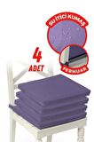 Xpermate Fermuarlı 4'lü Sandalye Minderi Su İtici Kumaş 40x40Cm Sünger Sandalye Minderi Bağcıklı Mor