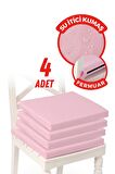 Xpermate Fermuarlı 4'lü Sandalye Minderi Su İtici Kumaş 40x40Cm Sünger Sandalye Minderi Bağcıklı Pembe