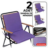 XPERMATE 2'li Arkalıklı Sandalye Minderi Fermuarlı 40x40 Sırtlıklı Sandalye Minderi Mor 