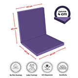 XPERMATE 2'li Arkalıklı Sandalye Minderi Fermuarlı 40x40 Sırtlıklı Sandalye Minderi Mor 